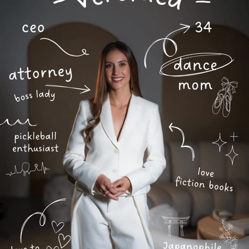Veronica Lopez-Calleja, CEO & Founding Attorney, introducing herself as an attorney, dance mom, gardener, and pickleball player.